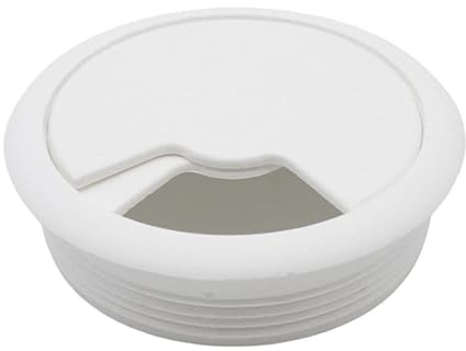DOJA Barcelona | Pasacables Escritorio Blanco | Pack 4 | Organizador Cables Redondo | Ø 60 mm | Tapa Pasacables para Organizador Escritorio, Mesa Escritorio, Ladron Enchufes, Ordenador de Mesa