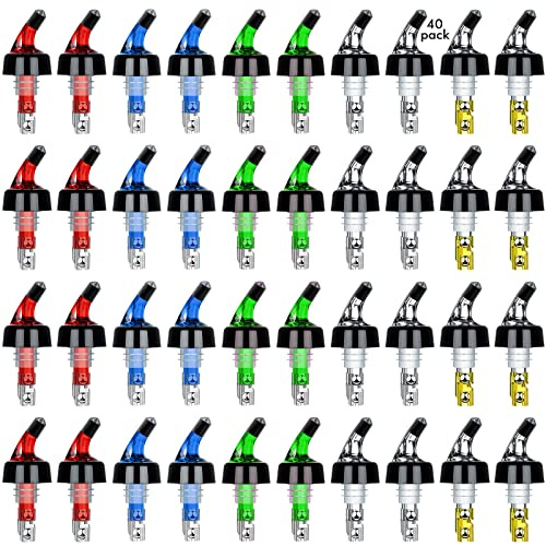 SuproBarware Automatic Measured Bottle Pourer Liquor Bottle Pourer Quick Shot Dispenser 1oz Liquor Pour Spout for Alcohol,Wine,Spirits, Home Bar Kitchen Tools 40 Pack