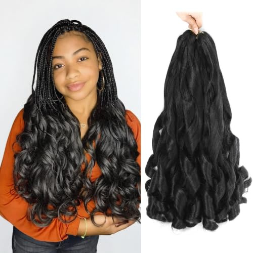 French Curl Braiding Hair Pre Stretched 22 Inch Braiding Hair 1B Loose Wavy Pre Streched Braiding Hair for Black Women (22 Inch(7Packs), 1B)