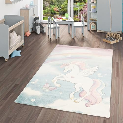 Pergamon Kinderteppich | Spielteppich | Kurzflor | Verschiedene Motive, Größe:120x170 cm, Farbe:Rosa Türkis