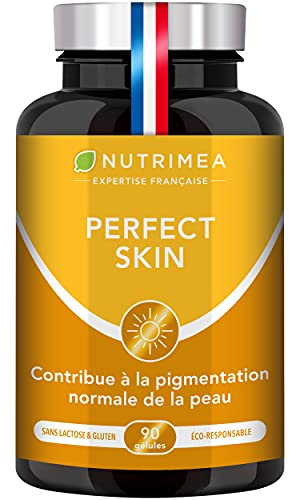 Préparateur et Accélérateur de Bronzage - Protection Solaire Naturelle - Teint Hâlé - Toutes Peaux - Bêta-Carotène et Bardane - PERFECT SKIN - 60 Gélules Vegan - Nutrimea - Fabrication Française