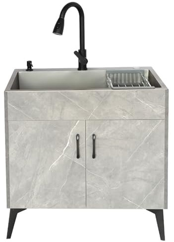 Lavello Cucina con Mobile,Lavatoio Vasca Singola,Lavabo Lavanderia,Lavandino da Esterno,Mobiletto Sottolavello Cucina con Rubinetto,Salva-Spazio,per Esterni ed Interni Ristorante Garage Giardino ( Col
