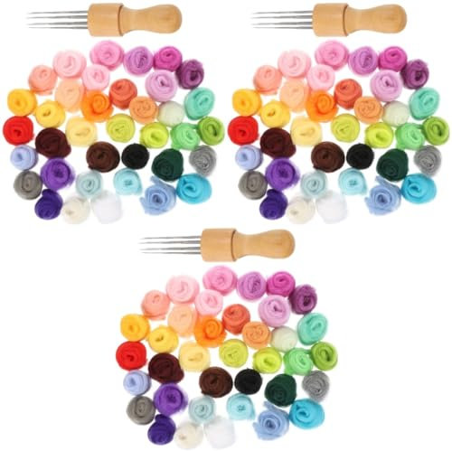 EXCEART 3 Juegos De Fieltro De Lana Suministros De Fieltrado Con Aguja Fieltro DIY Herramientas Básicas De Fieltro Material De Fieltro Hecho A Mano Aguja Para Muñeca Cosas Para
