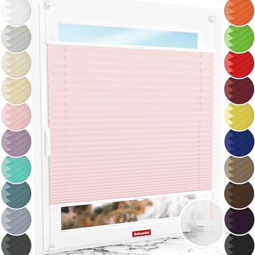 Schuette® Plissee ohne Bohren ● Thermo Kollektion: Rosewater (Rosa) ● 20x80cm (Breite x Höhe) ● Suprafix Faltrollo Klemmfix 2.0 Rollo ● 60 Sekunden Plisseerollo Montage inkl. Video
