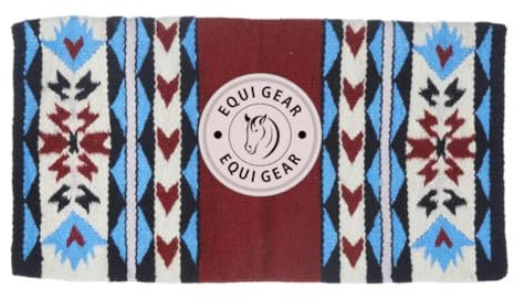 EQUIGEAR Western Ranch Horse Satteldecke aus neuseeländischer Wolle, Western-Design, handgefertigte Satteldecke, Wollpolster, Sensor Flex (Anpassung möglich), WQ78 (34x42)