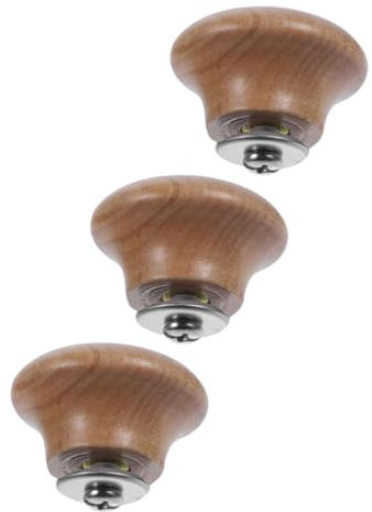 ABOOFAN 3pcs Hat Beads Stainless Steel Cookware Wood Pot Lid Knob Household Pan Lid Knobs Small Lid Knob Pan Replacement Lid Handle Pot Supply Replaceable Wooden Supplies