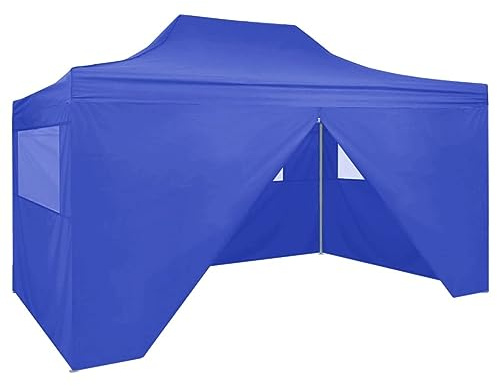 Homgoday Gazebo Professionale Pieghevole con 4 Pareti 3x4m Acciaio Blu, Gazebo da Giardino, Gazebo Ombrellone da Giardino Spiaggia Pesca Esterno Antivento per Arredo Giardino Terrazzo Ambienti Mobili