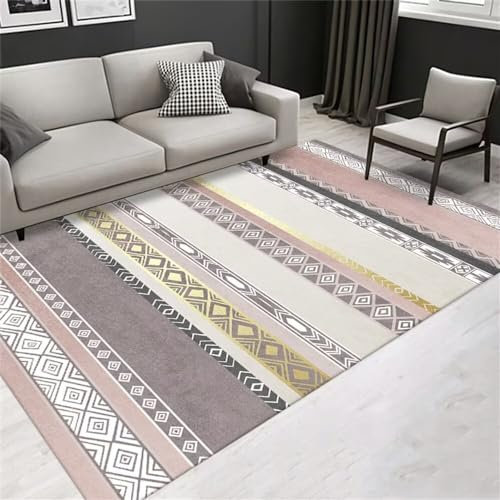 RUGMRZ Terassenteppich Auto Teppiche Rosa grau geometrisches Design Marokko-Kollektion ist pflegeleicht Teppich Gewebt 200X260CM