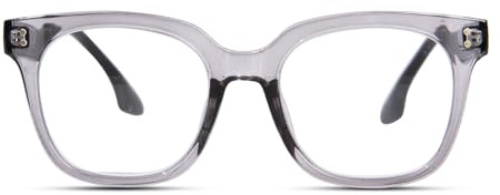 YUKANG Übergroße Lesebrille für Damen Blaulichtfilter, Blaulichtbrille Anti-Müdigkeit Quadratische Computerbrille für Frauen und Männer (Grau 2.0)