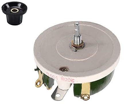 HUJWLBWF 200W 100 Ohm Rheostat Schalter Wirewound Potentiometer Variabler Widerstand mit Knopf 1PCS
