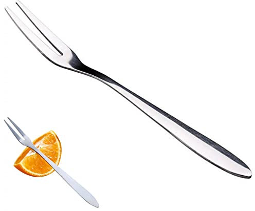 4 Bowle Gabeln Set Serviergabel Edelstahl,Fruchtgabel, Cromargan Edelstahl Poliert, Spülmaschinengeeignet Pommesgabel Holzgabel