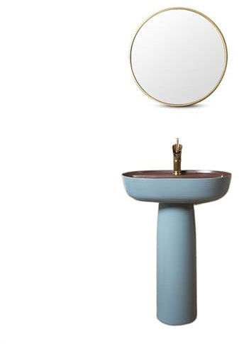 Standwaschbecken Keramik-Waschbecken mit Standfuß, elegantes blaues Standwaschbecken, 2-teiliges Badezimmer-Säulenwaschbecken, Waschtisch-Waschbecken for den Außenbereich im Innenhof Standwaschbecken(