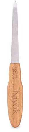 Niyok Saphir-Nagelfeile mit Holzgriff, grobe & feine Seite | Doppelseitige Saphirfeile grobe & feine Seitemit Holzgriff zum Kürzen, Formen und Glätten der Nägel, Made in Germany