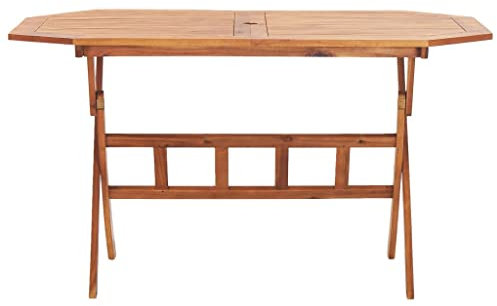 HETFTJN Camping Tisch Klein Beistelltisch Outdoor Campingtisch Klein Angeltisch - Klappbarer Gartentisch 135 x 85 x 75 cm Massivholz Akazie für Speisesaal Innenhof Terrasse Garten