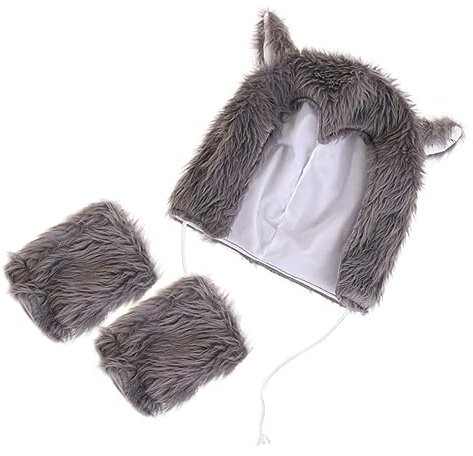 Holibanna 1satz Cosplay Hat Mit Handschuhen Plüsch-werwolf-kostüm Für Halloween Und Foto-requisiten Für Tier-themenpartys Und Bühnenaufführungen
