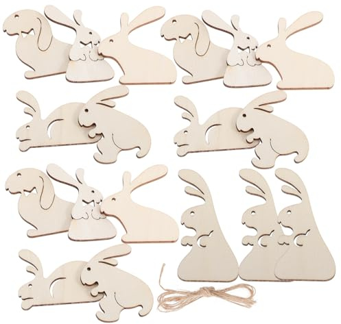 NUOBESTY 25 Pezzi Di Coniglio In Legno Ornamento Da Appendere Tavole Di Legno Materiale Per Graffiti In Coniglietto Di Per L'Artigianato Trucioli Di Coniglio