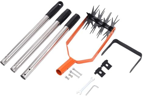 Zibeem Cultivateur Rotatif, Outil de cultivateur de Jardin,Motobineuse à Main en Acier avec Barre de Pied - Améliorateur de Sol pour Les Amateurs de Jardinage, Outil de mélange de Sol pour pelouse et