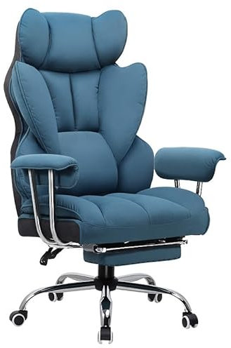 GTPLAYER Gaming Stuhl, Gamer Stuhl, Ergonomischer Bürostuhl mit Fußstütze, Stoffoberfläche, Federsitzkissen, Gaming Chair Gepolstert, Gaming Sessel 150kg Belastbarkeit blau