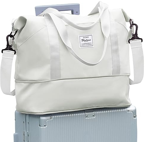 SEAFEW Bolsa de Viaje 40x20x25 para Ryanair,Bolsa de Mano Equipaje de Fin de Semana 40x30x20 para Mujer,Impermeable Bolsa de Deporte para Gimnasio,Bolso de Natación para Playa,A6-Luna Blanca