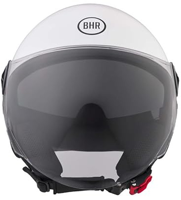BHR hjälm Demi-Jet 840 DUAL SHIELD – skoterhjälm dubbelvisir godkänd enligt ECE 22.06 med internt solskydd och mikrometrisk frisättning – vit XL