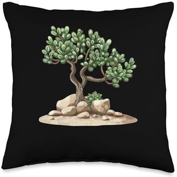 Jade Plant In The Desert Throw Pillow