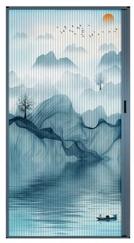 Falttür im orientalischen Stil ohne Bohren, faltbares Schiebetor mit doppelseitigem Klebeband, anpassbare Falttürbreite 60 76 84 94 104 120 145 170 180 cm (142 x 203 cm)