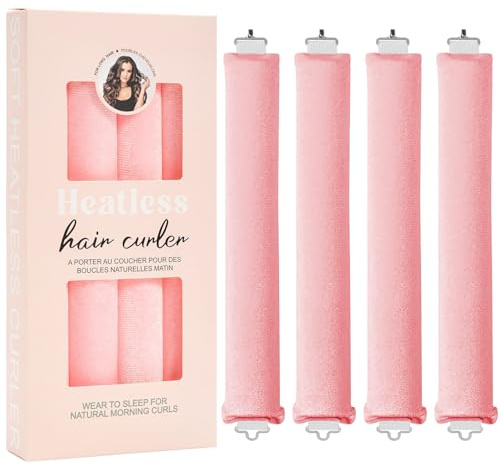4 Stück Heatless Curls Band Lockenwickler über Nacht, Locken Ohne Hitze, Hitzefreie Overnight Blowout Hair Curler, Haarwickler Haare Lockenband Locken über Nacht für Alle Haartypen (4PCS Pink, M)