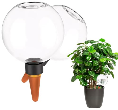 Bewässerungskugeln, 2er Set Bewässerung Zimmerpflanzen Glas, 500ml Wasserspender Pflanzen 23 * 7.5/24 * 8/17 * 10CM, Pflanzen Bewässerung, Selbstbewässerung, für Topf- & Zimmerpflanzen (D-17 * 10CM)