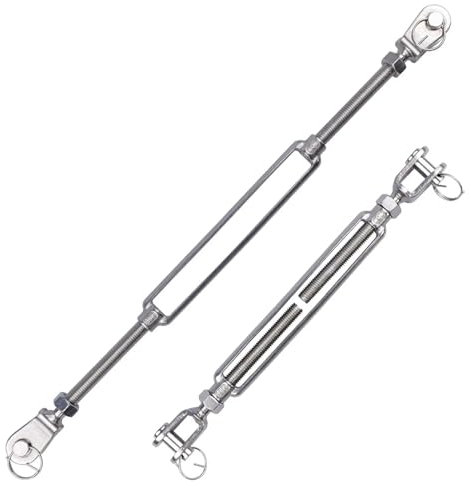 WTAXBH Turnbuckle Wire Tensioner 2Pcs 304 Stainless Steel Jaw And Jaw Turnbuckles M5 M6 M8 M10 M12 M14 M16 For Tensioning Cable Rope Chain(M14)