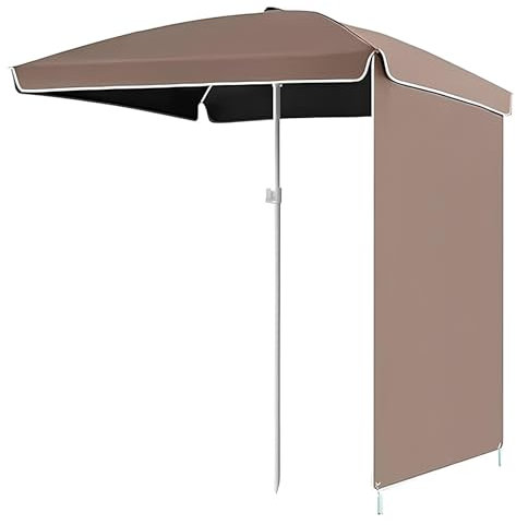 Sombrilla de Playa Portátil con Panel Lateral, Tienda de Playa, Impermeable, Toldo de Protección Solar Exteriores para Patio, Camping, Pesca y Jardín(Brown)