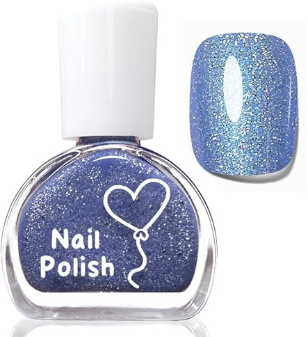 Blau-violetter Nagellack Glitzer, Glossy Langanhaltend Shimmer Nail polish, Ungiftig Nagellack auf Wasserbasis, Ohne UV Lampe, Natürlicher Farblack für Frauen DIY Maniküre Zuhause, 10ML (Lila)
