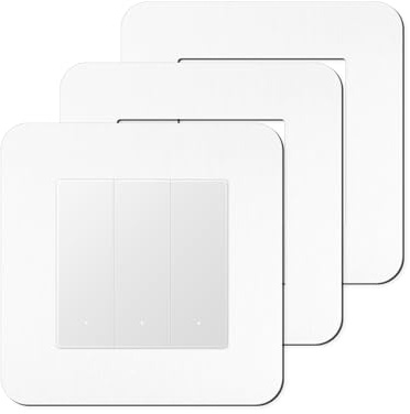 CANGCANG 3 placas de cubierta de interruptor de luz, color blanco, adhesivo para interruptor de luz, protector de pared para decoración del hogar (8,6 x 8,6 cm)
