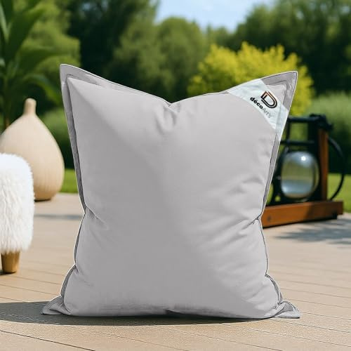 deco arts Housse pour Pouf Géant XL 120x80cm - Intérieur et Extérieur - Déhoussable - AntiUV - Gris Galet