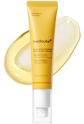 medicube Eye Serum with Kojic Acid Turmeric | All-Day Brightening Eye Gel Serum | Refreshing Eye Care with Vitamin C, Retinol & Caffeine | Hydrating & Cooling Formula | Korean Skincare, 1.01 fl.oz