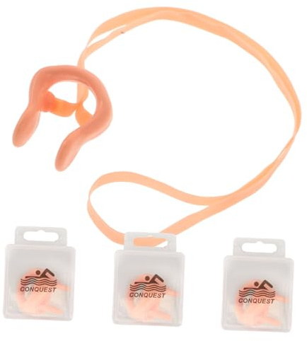 VOSAREA 4 Pezzi Clip per Naso in Silicone con Corda per Nuoto da Antiscivolo e Comfort Ergonomico Protezione per Nuotatori Adulti