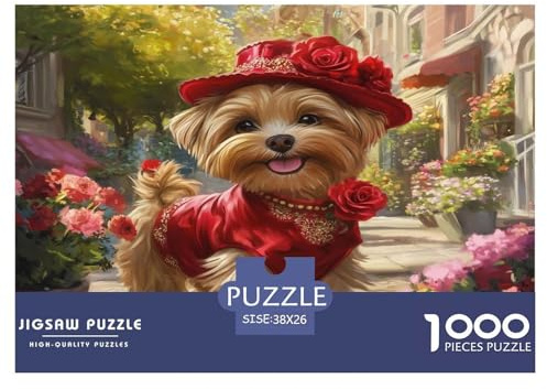 1000 Piece Yorkshire Terrier Jigsaw Puzzles Great Gift for Adults Fun Challenging Home Decoration Brainteasing Dog Jigsaw Puzzle for Adults 38x26cm/1000pcs