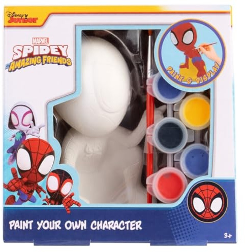 Disney Junior Spiderman y Sus Amigos – Figura de Yeso para Pintar con Pinturas y Pincel – Manualidad Creativa para Niños +3 Años