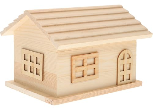 Pino Scatola Portaoggetti Creativa, a Forma di Casa per Ufficio | Legno, Struttura Stabile e Portatile, per Tavolo e Hotel, Colore Kaki, Stile Creativo