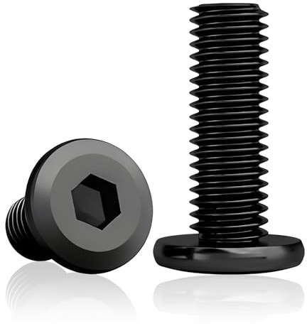 60Pcs M5x20mm Black Oxide Hex Bolts, Flat Head Socket Cap Screws | Full-thread Hex Socket drive for low-profile fastening in furniture assembly, brackets and wood repairs