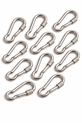 Karabiner mit Sicherungsmutter 4-10 mm Edelstahl V4A (AISI316) Schraubkarabiner, seewasserfest, für Seile, Ketten, Outdoor, Marine, Korrosionsbeständig, besonders langlebig.
