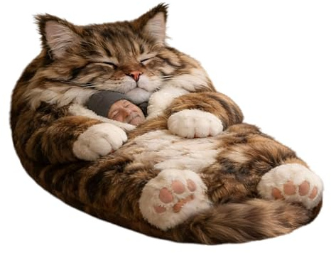 Sacco a Pelo per Gatti, Sacco a Pelo con Busta per Gatti Adorabile 175x80 cm, Sleeping Bags per Adulti in Morbido Peluche, Coperta Calda Lavabile per Pigiama Party da Viaggio in Campeggio a Casa