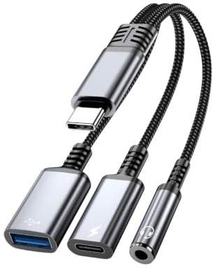 FARLINK USB C to USB Adapter OTG Audio Charge Extension for Type C devices | USB-C to 3.5mm Audio Adapter, USBC to USB Headphone Splitter Compatible for Type C devices，Laptop Accessories for Computers