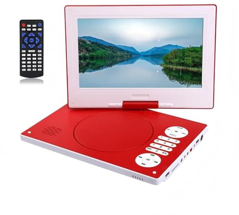Mobil DVD-spelare, 14-tums bärbar DVD-spelare (med CD-uppspelningsfunktioner) hög upplösning(Red)