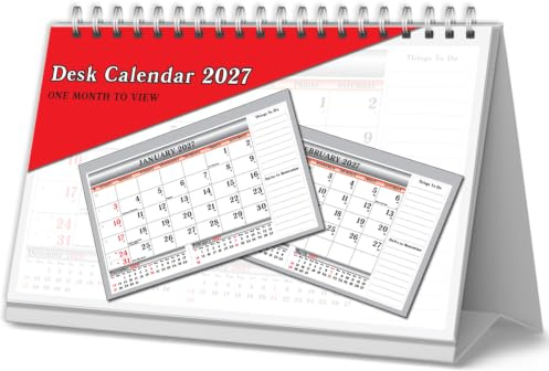 2027 One Month to View UK Stand Alone Desk Office Table Calendar Planner by Arpan