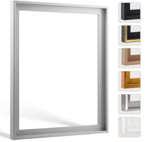 Bildershop-24 Schattenfugenrahmen Lemgo für Keilrahmenbilder und Leinwände 40x50cm Silber Alu geschliffen Dekor
