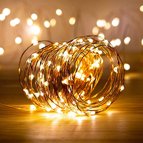 Guirlande MicroLed Cuivre 8M - Guirlande Lumineuse LED 80 LEDs - Guirlande LEDs pour Deco Chambre, déco de Noël, Ambiance poétique et Romantique