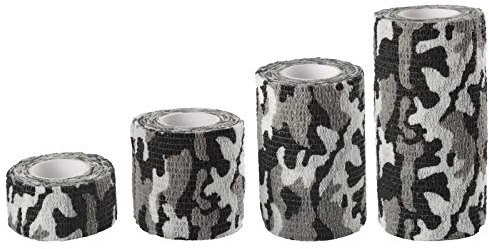 Andux Zone Selbstklebende Bandage 4 Rollen Cohesive Wrap-Verband ZZTXBD-04 (Schwarz Weiß Tarnung)