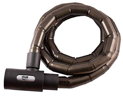 IFAM Antirrobo de Rótulas Moto Modelo Slide, Cable de Acero Reforzado con Blindaje Articulado, 1 MT Longitud, Candado Articulado Pitón Alta Flexibilidad, Color Gris, Seguridad y Protección
