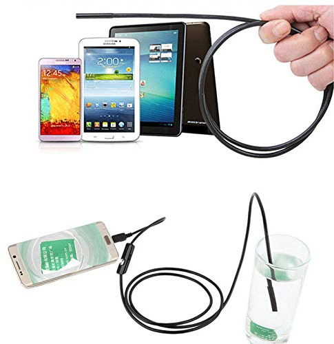 USB‑Inspektionskamera mit 6 LED‑Leuchten, flexible wasserdichte Endoskop‑Kamera mit 7 mm Objektiv und beweglichem Kamerakopf, 2 m halbstarres Kabel, kompatibel mit ‑Geräten