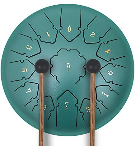 KUD Tongue Drum, 12 Zoll 13 Tone C-Dur Zungentrommel Hand Pan Schlagzeug Instrument, Steel Töne Schlaginstrument, mit Trommelschlägeln Tragetasche Note Sticks für Meditation Yoga Klangheilung
